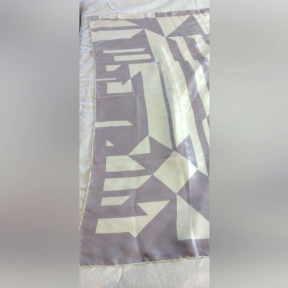 Jaeger Silk Scarf Lavender and Cream Geometric Scarf with Modern Design - Picture 3 of 12